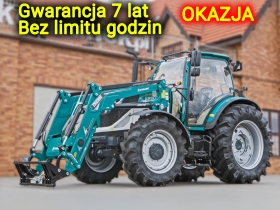 Ciągnik rolniczy Arbos 5130 z ładowaczem widok przodu z lewej strony