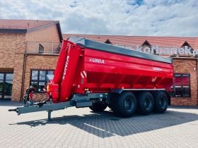 Duża ogromna przyczepa przeladowcza unia group bizon 36 3-osiowa plac korbanek