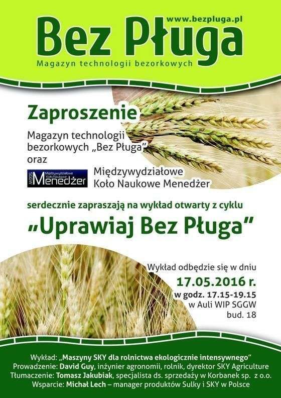 Bez pługa - wykład o siewnikach do siewu bezpośredniego