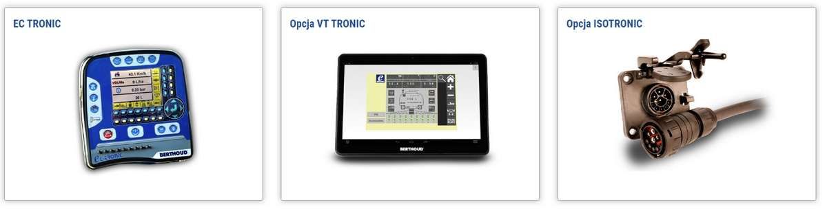 Dostępne regulacje elektroniczne dla opryskiwaczy samojezdnych Berthoud Raptor