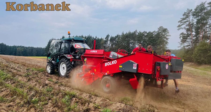 Kombajn do ziemniaków Bolko od Unii, na pokazah u Kazika Kaszebe