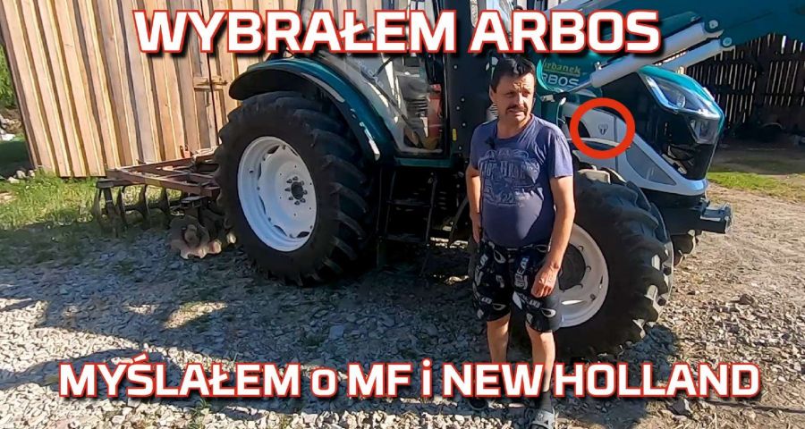 Tapeta rolnika przy ciągniku Arbos jako nowy nabytek po zastanawianiu się czy kupić MF czy New Holland na www.korbanek.pl