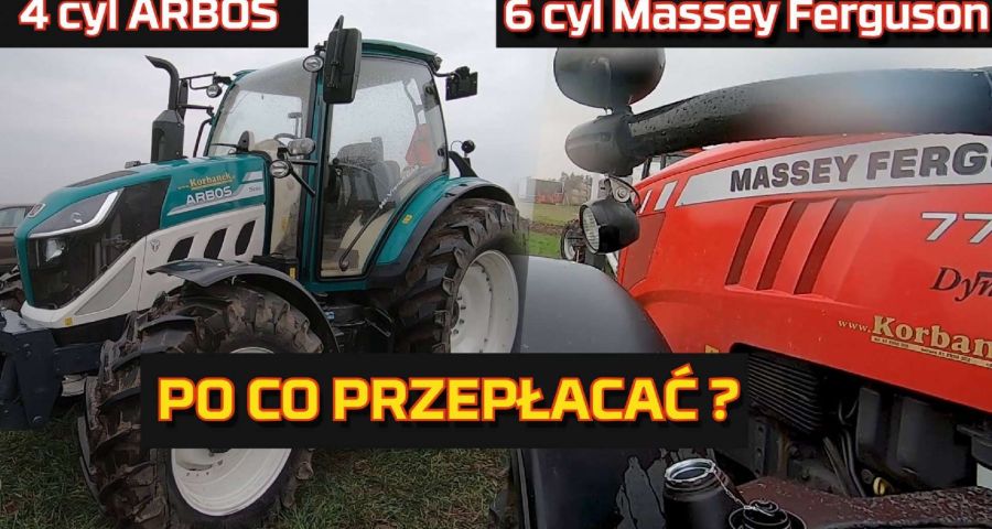 Tapeta 4 cylindry vs 6 cylindrów traktor Arbos vs Massey Ferguson PO CO PRZEPŁACAĆ test spalania siły uciągu mocy tani www.korbanek.pl