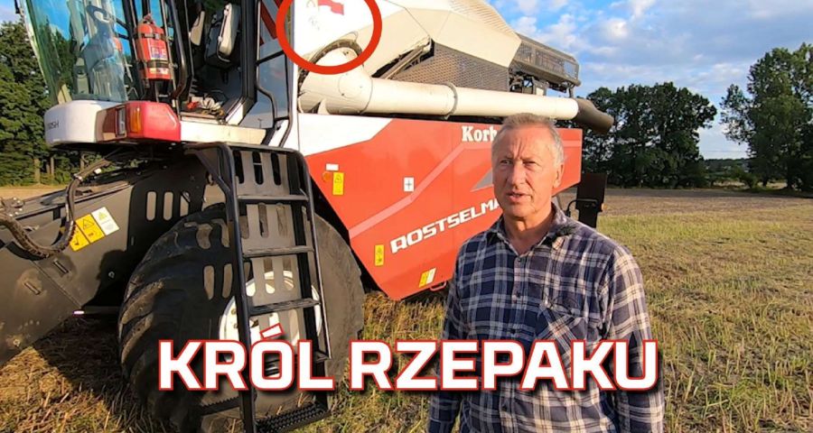 Tapeta króla rzepaku - kombajn Rostselmash Nova i rolnik Ciecióra z łódzkiego od Korbanek