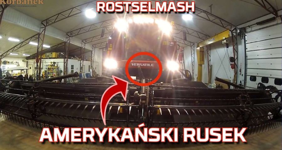 Amerykański Rusek Tapeta z ruskim Kombajnem Rostselmash Acros w wersji Versatile na żniwach 2019 w polu od Korbanek