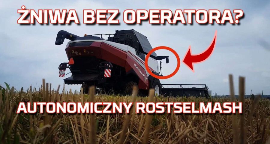 Tapeta (wallpaper) w żniwa kombajnu autonomicznego bez operatora z gps i z mapowaniem Rostselmash RSM 161 od Korbanek na polu
