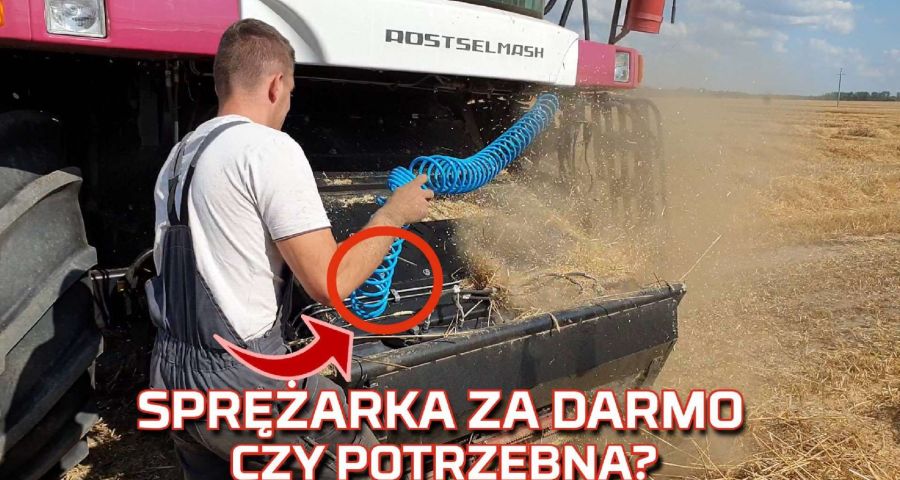 Tapeta kombajnu zbożowego Rostselmash ze sprężarką powietrza w standardzie w żniwa 2019 od www.korbanek.pl