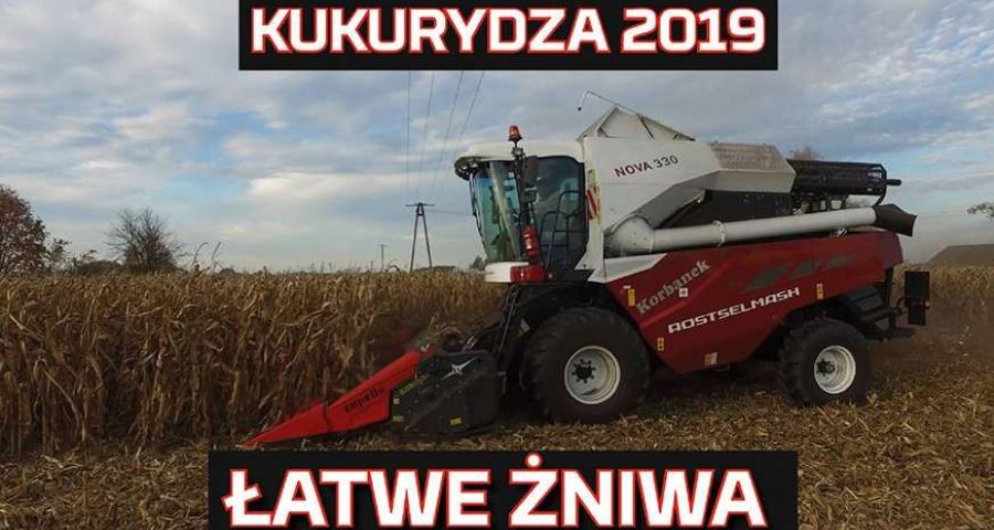 Tapeta z Kukurydza 2019 łatwe żniwa z kombajnem Rostselmash Nova 330 od Korbanek Nowy nabytek www.korbanek.pl