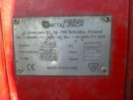 tabliczka znamionowa prasa Metalfach Sokółka rok produkcji 2004 