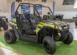 lewy przód pojazd quad Polaris atv RZR 170 czterokołowy dwuosobowy czarno seledynowy