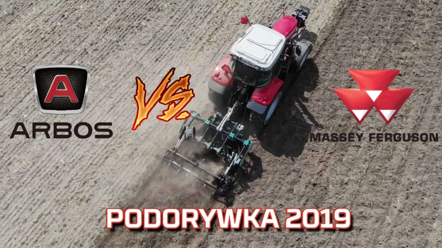 Tapeta Arbos i MF Massey Ferguson podczas podorywki 2019 na polu u rolnika opinia od www.korbanek.pl