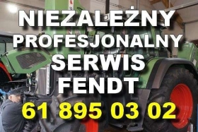 Niezależny profesjonalny serwis Fendt biały napis na tle ciągnika Fendt