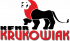 logo KFMR Krukowiak - napis i lew, czerwono-czarna kolorystyka