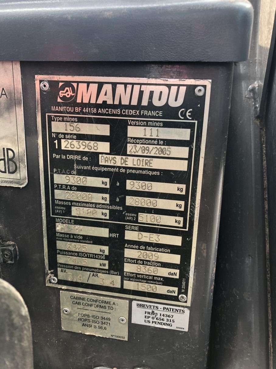 Ładowarka Manitou MLT 731 LSU tabliczka znamionowa