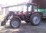 Używany traktor rolniczy MTZ 1025z zamontowanym ładowaczem czołowy Hydramet Tur i przyczepą 