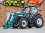 Ciągnik rolniczy Arbos 4100 z ładowaczem widok przodu z lewej strony