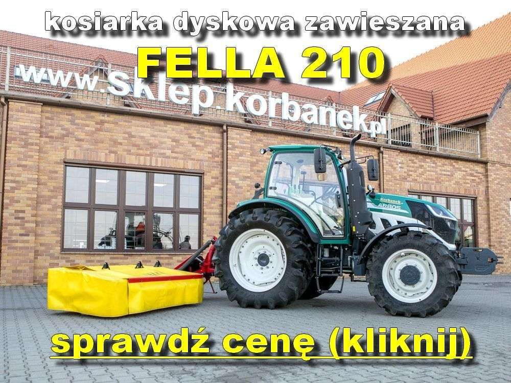 Fella 210 kosiarka zawieszana na tle magazynu części www.korbanek.pl