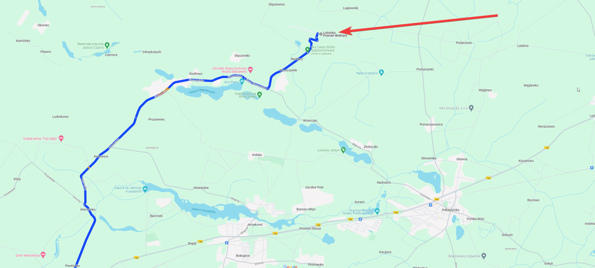 Mapa dojazdu na AGROSHOW Bednary