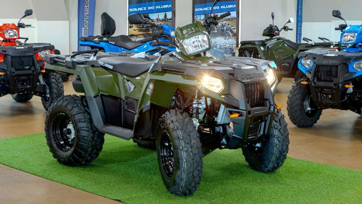 Kolor zielony atv quad felgi stalowe kierownica motocyklowa