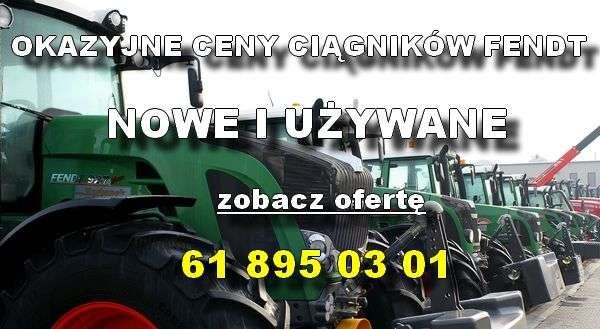 Ciągniki rolnicze Fendt z przednimi obciążnikami na utwardzonym placu w oferty korbanek.pl