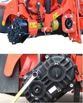 Dwa zdjęcia przekładni Multi Speed zastosowanych w przystawkach Kemper Multi Speed przekładnia oferująca więcej prędkości dla różnych długości cięcia w przystawkach Kemper