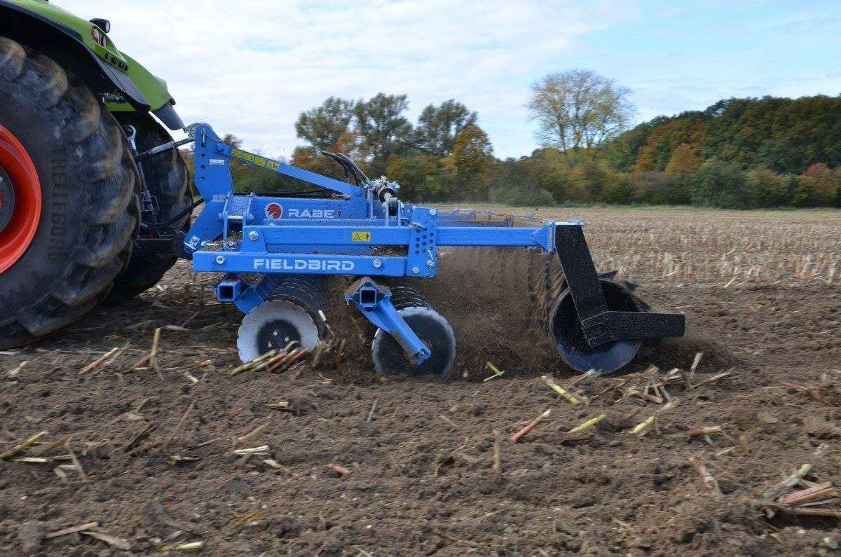 talerzówka Rabe FIELDBIRD podczas pracy na ściernisku kukurydzy agregat talerzowy Rabe FIELDBIRD podczas pracy na ściernisku kukurydzy