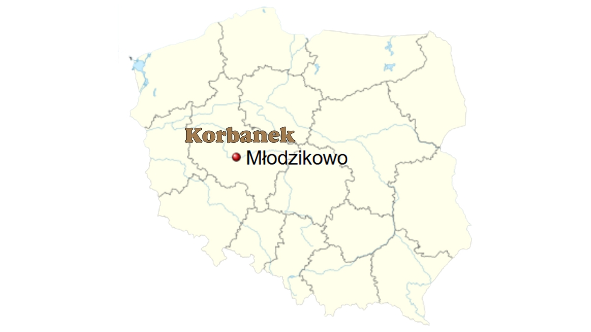 Mapa z zaznaczoną miejscowością , gdzie odbędą się pokazy siewu kukurydzy siewnikiem Sola od Korbanek