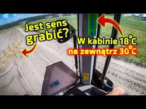 Embedded thumbnail for Na zewnątrz 30°, w kabinie ciągnika 18°Jaro225 lata zgrabiarką gwiazdową w truskawkach